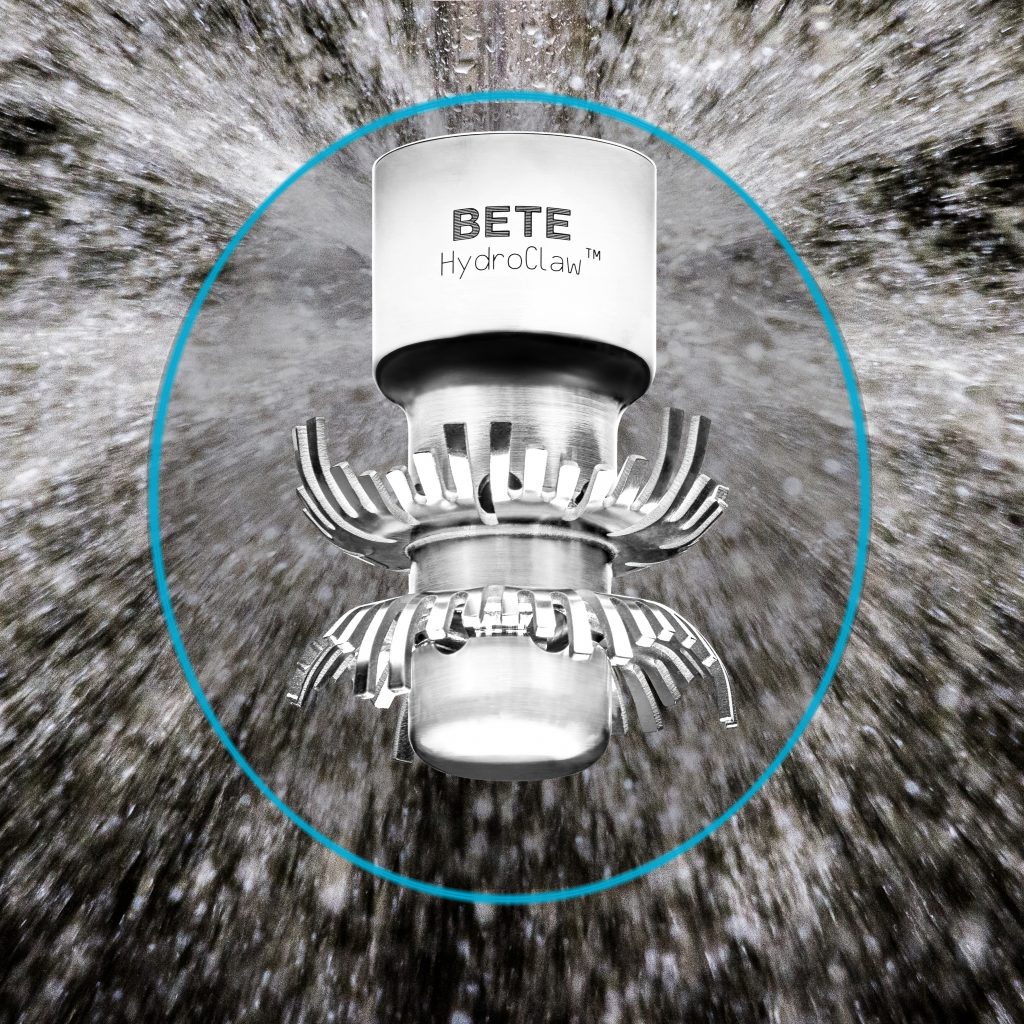 The BETE HydroClaw Tank Cleaning Nozzle designed to be clog-resistant.