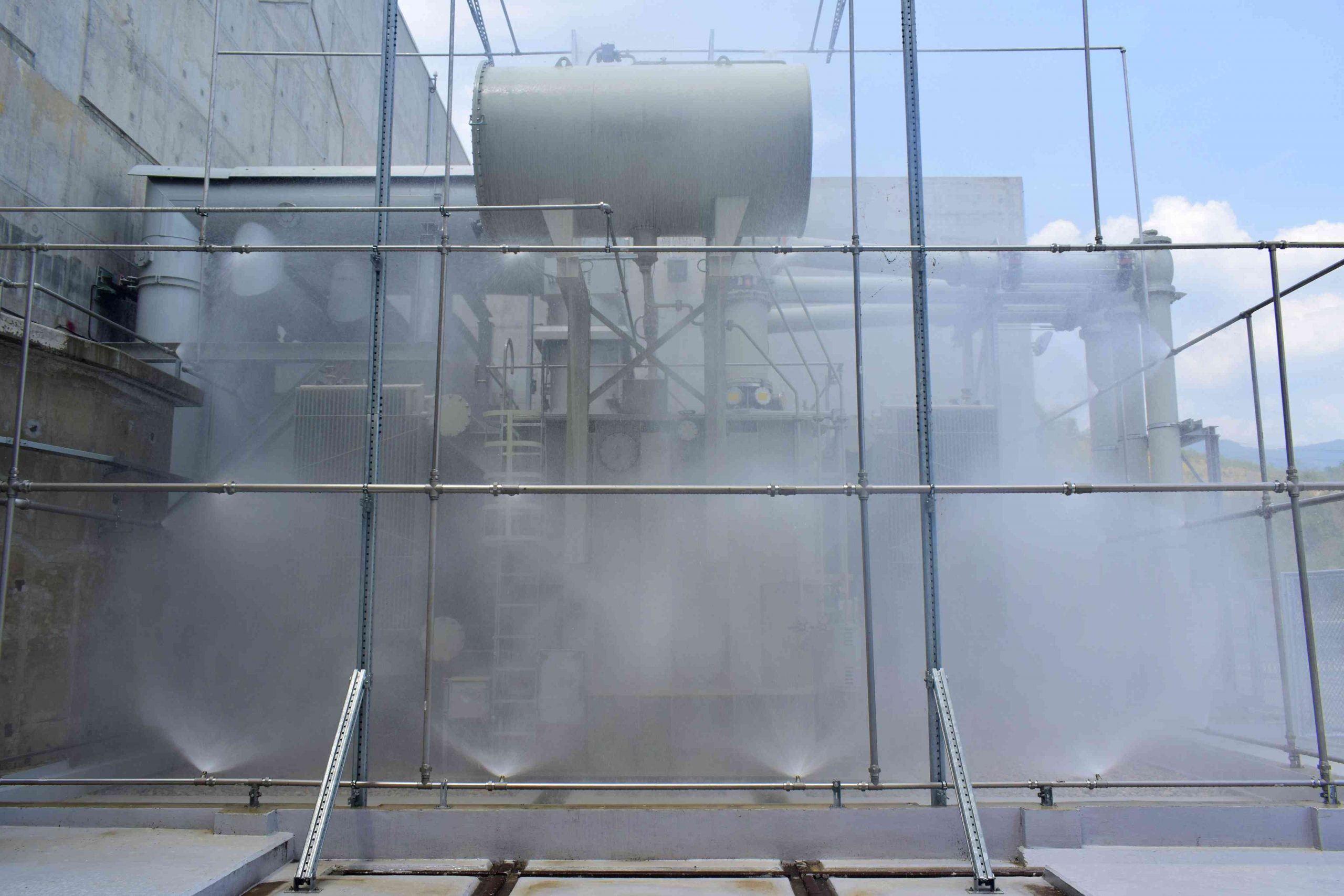 Detail of Fire protection deluge nozzles