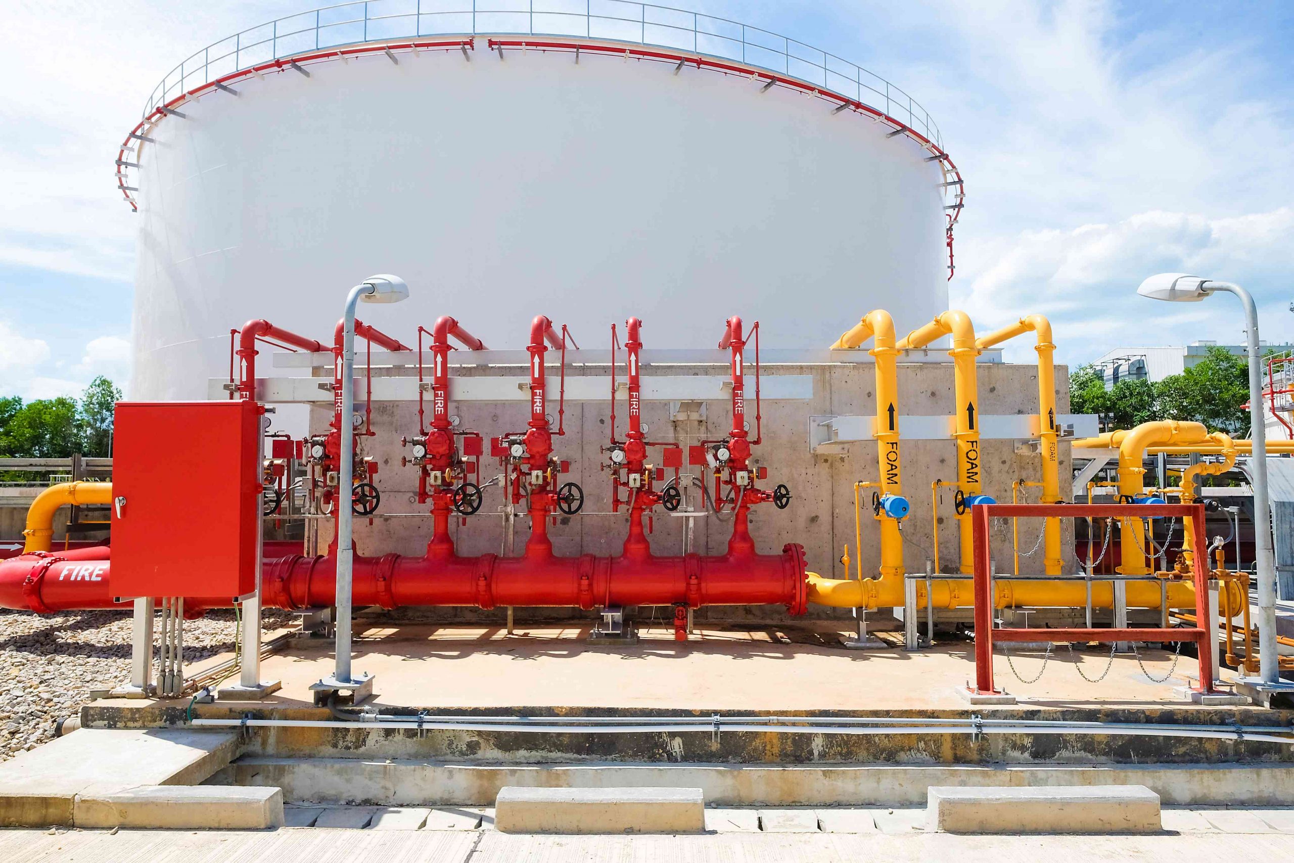 Detail of Water and foam line for fire protection