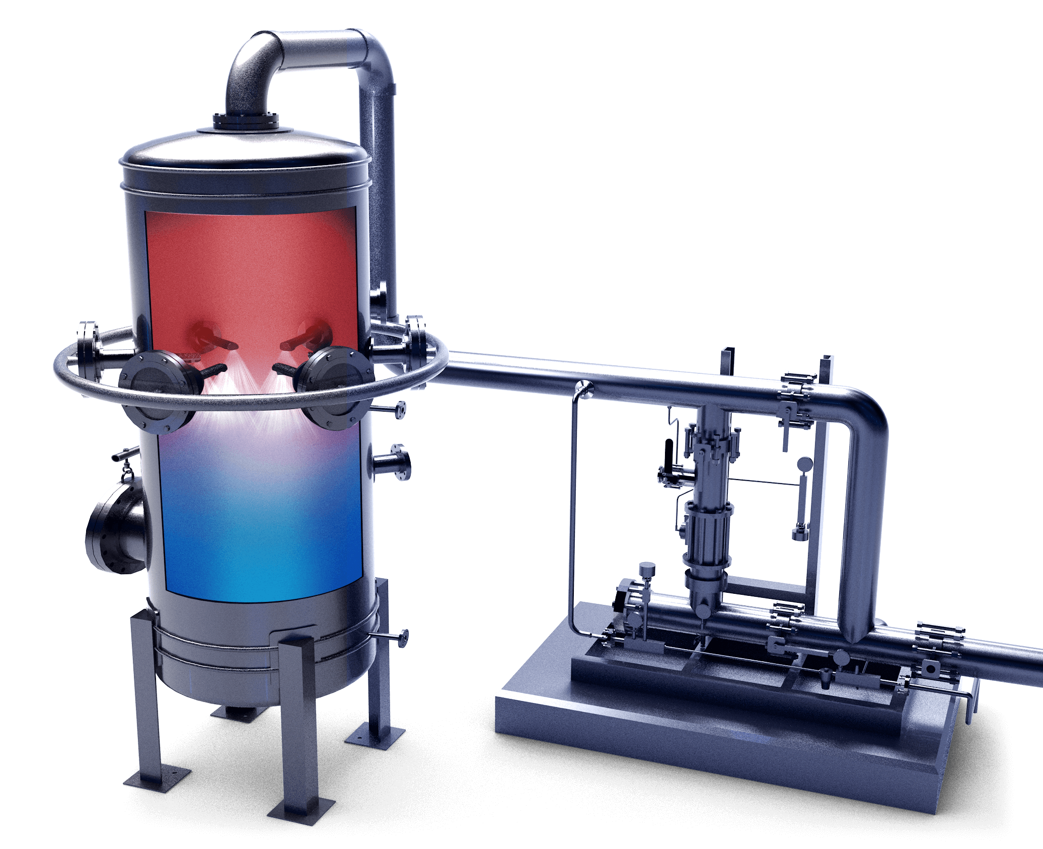 Illustration of Gas Cooling and Conditioning Spray Lances installed in a chemical process BETE Spray Technology