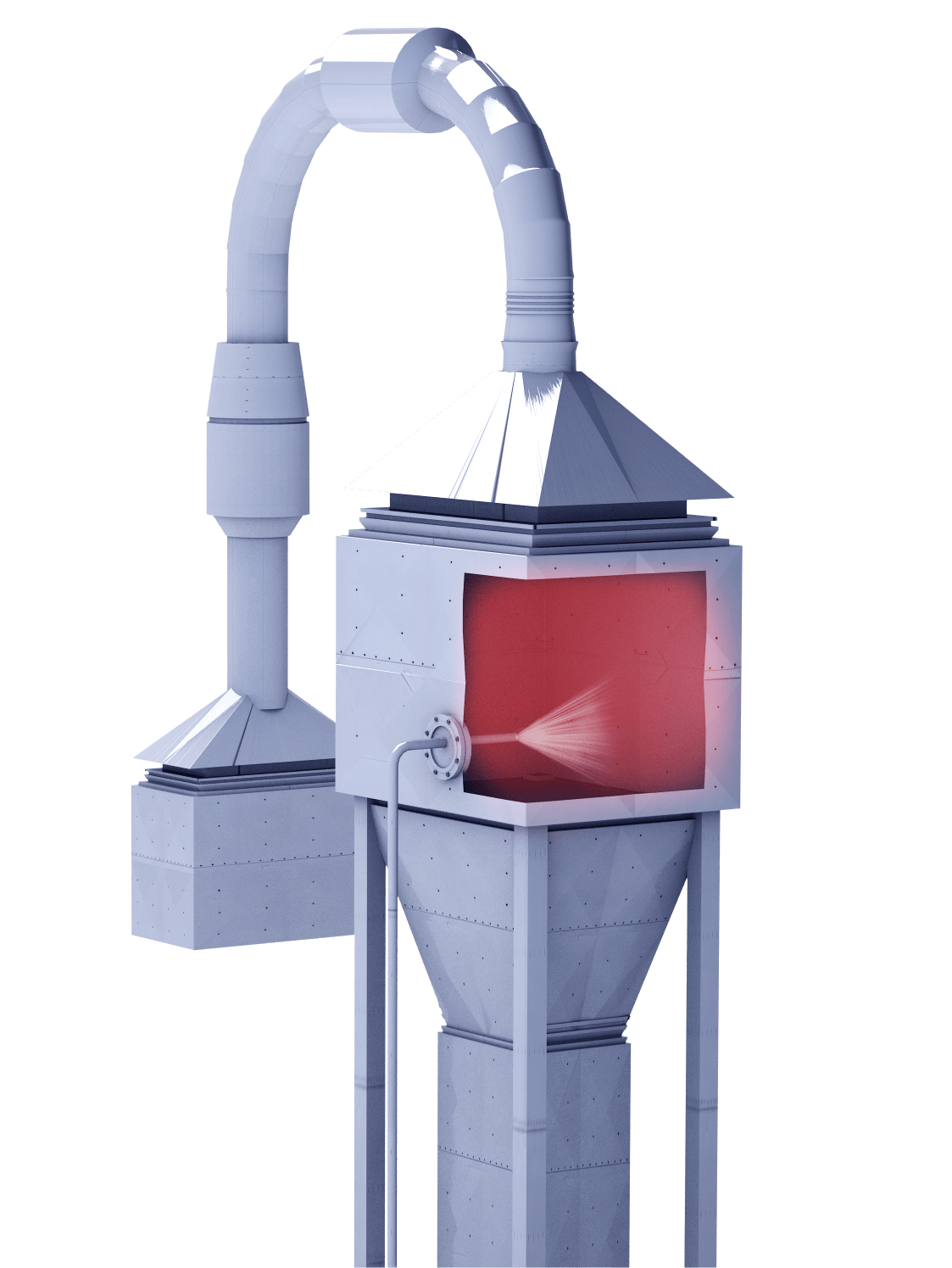 Illustration of spray nozzles injecting a reagent into the exhaust gas